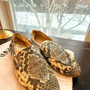 H&M leather Black and Cream Snakeskin Loafers